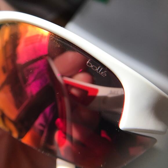 Bolle Bolt S Sunglasses 12204 in matte white with red accent - pre-owned